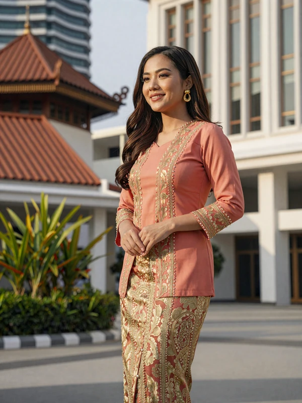 Elegant Malaysian woman in traditional baju kurung dress representing multicultural Malaysian beauty