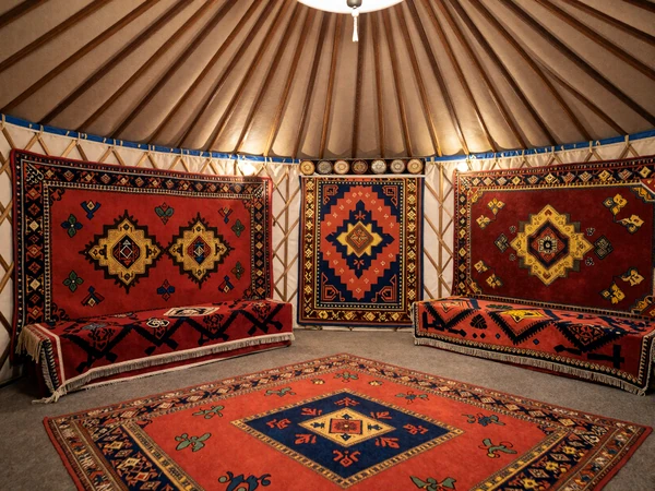 Traditional Kazakh yurt interior showcasing nomadic heritage and craftsmanship